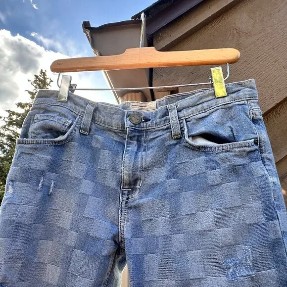 RARE Y2K Current/Elliott The Fling Slim Boyfriend Jeans in Patchwork Monterrey